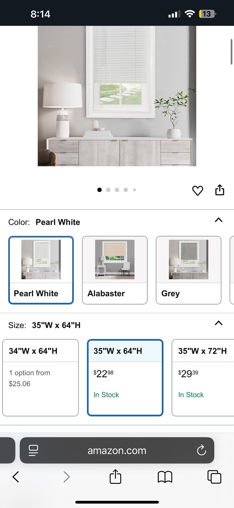 New 35 X 64 Cordless Blinds