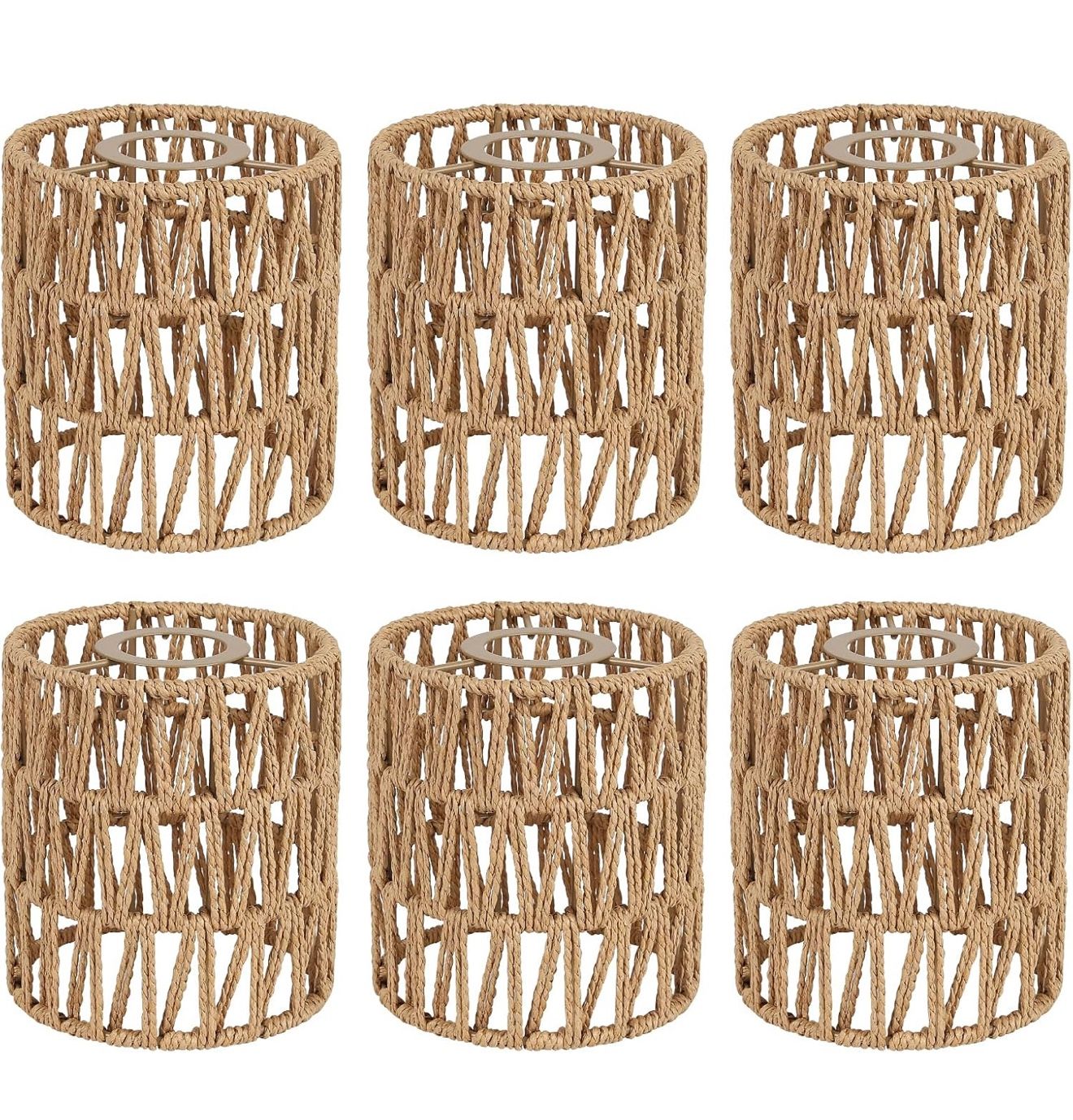 6 Pack Rattan Lamp Shade