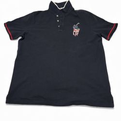 Polo Ralph Lauren Logo Men’s Polo Shirt Cotton Navy Red White Trim 