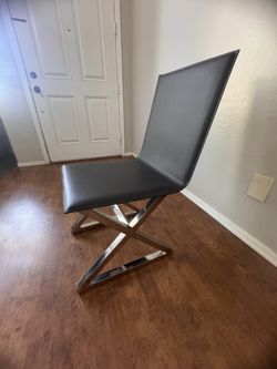 6 Grey  Stainless Steel  Z Gallerie Axis chairs