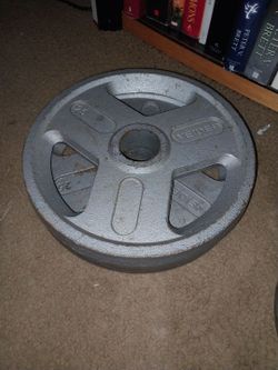 2×25lbs Olympic size weights and 2×10lbs weights Olympic size