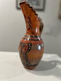 Gorgeous Vintage and Hand-made Costa Rican Ceramic Vase/Pitcher