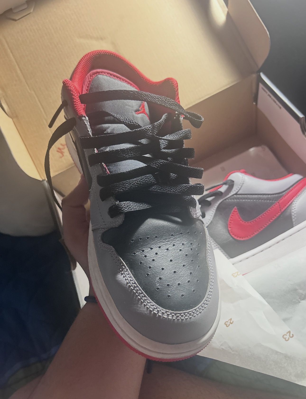 AIR JORDAN 1 LOW BLACK/FIRE RED-CEMENT GREY