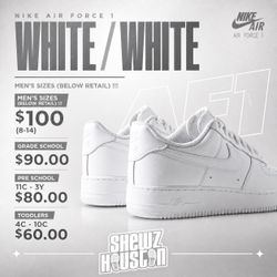 Nike Air Force 1 (White/White) Below Retail