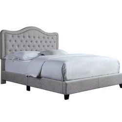 Grey Button Tufted Queen Frame - A3Q-3