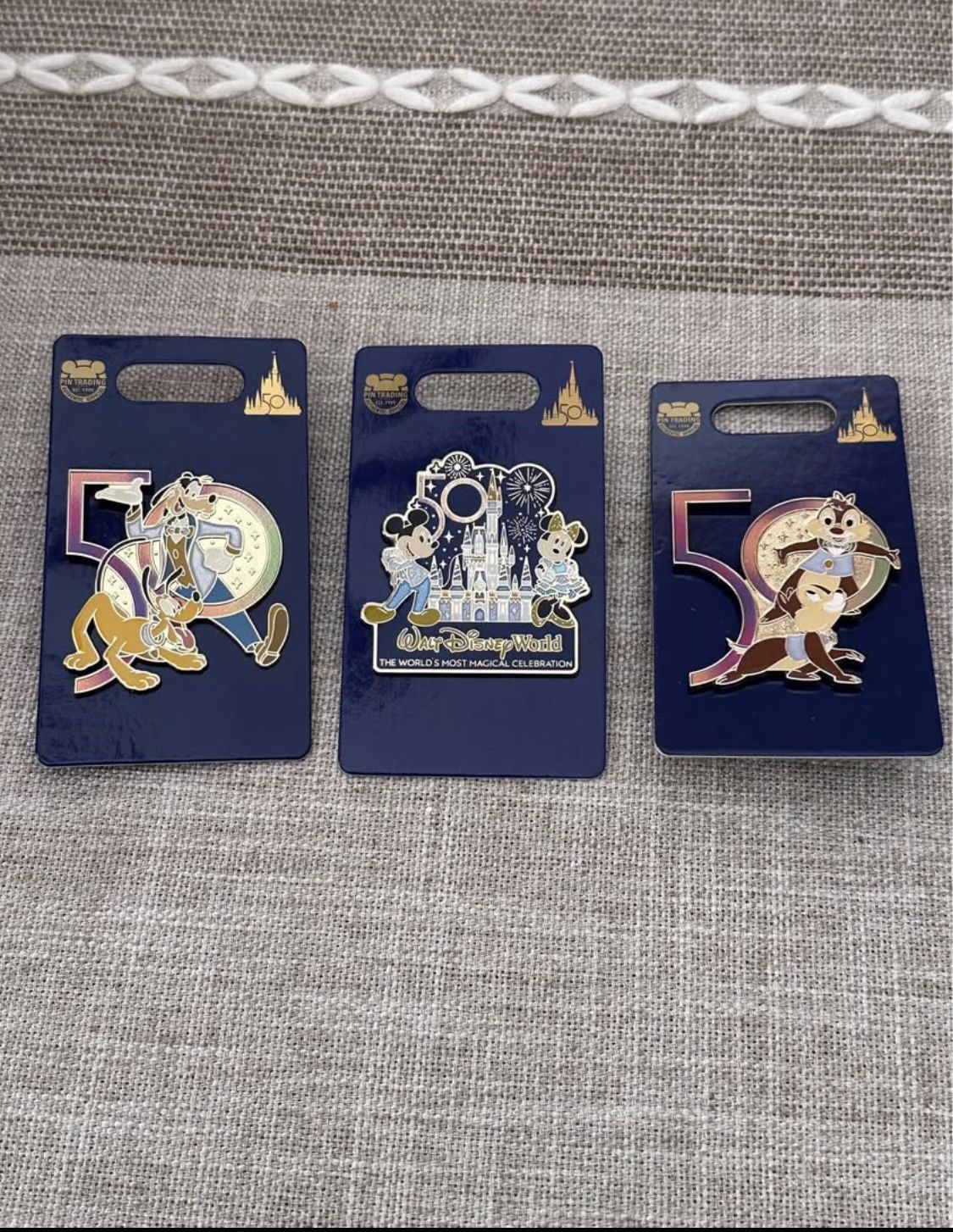 Walt Disney World 50th Anniversary pin pins - Set of 3