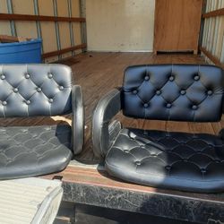 Pair of leather bar stool seats/Tops.
