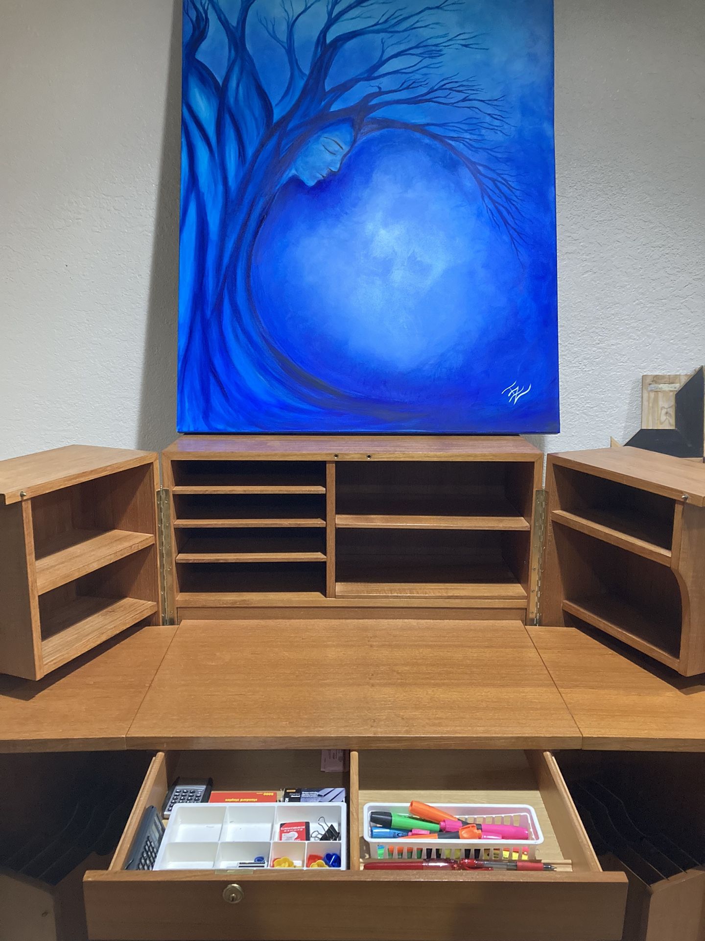 Danish Mid-Century Modern Teak Box Wooton Desk Table File Cabinet Organizer