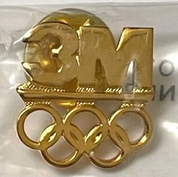 OFFICIAL 3M Olympics IOC Sponsor Pin with Rings Gold 1988 Lapel 1992 Hat 1996