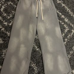 Grey acid wash bareline baggy sweatpants