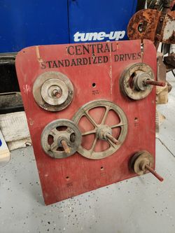 Vintage Central Display Stand Machinery Factory Antique Pulley Wheel