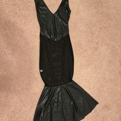 New Small Black Latex Mermaid Dress Gown Dolls Kill