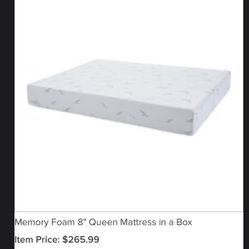 Barely Used Memory Foam Mattress And Box Spring