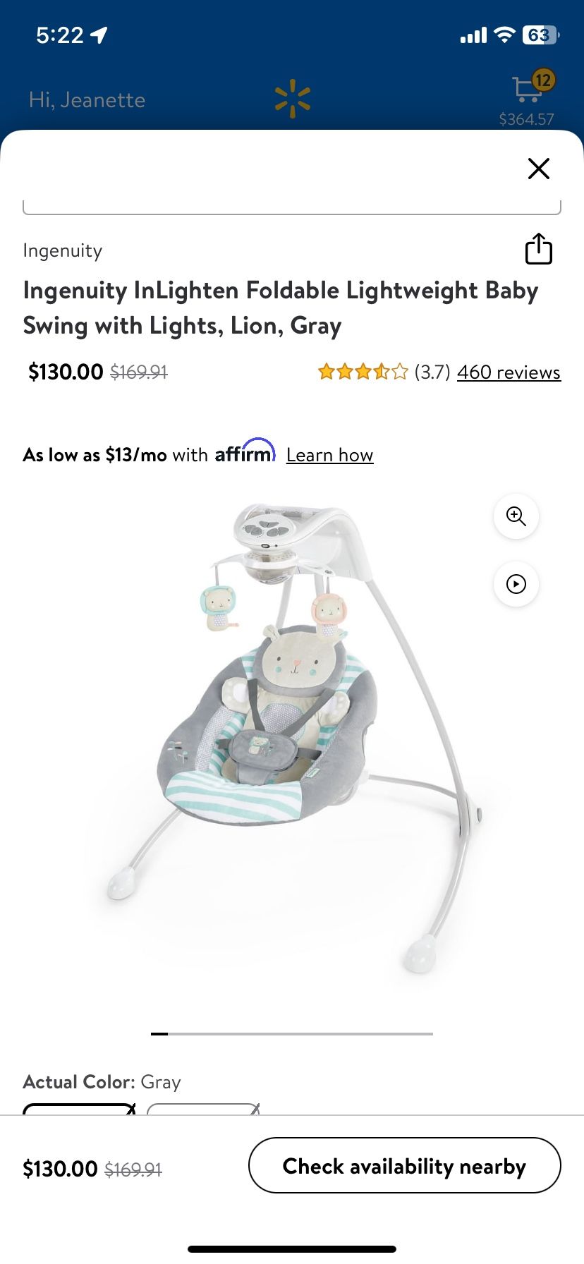 Ingenuity Baby Swing