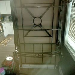 Kitchen Glass Table With 4 Chairs And Matching Backer's Rack 