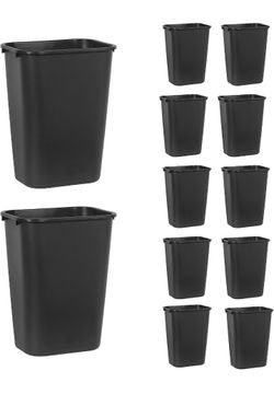 12x Rubbermaid Commercial Products Resin Wastebasket/Trash Can, 10-Gallon/41-Quart, Black, Plastic