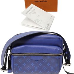Louis Vuitton Taigarama Outdoor Messenger Zip Medium Unisex Blue Shoulder Leather Bag M30242, NO Gucci Prada Versace Accessories Backpack Mens Women’s