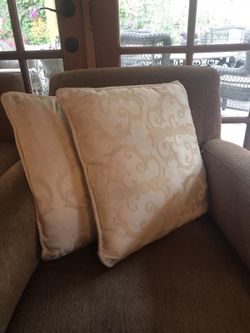 2 Pillows- White, Swirl Printed, Roped Edge, Throw Pillows