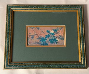 Framed Chinese Art Print - Ming Dynasty "Blossoming Shrubs and Plants" (Freer Gallery)