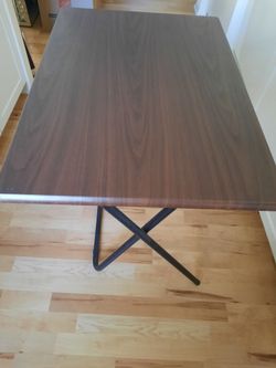 Folding Wooden Dining Table with Metal Legs