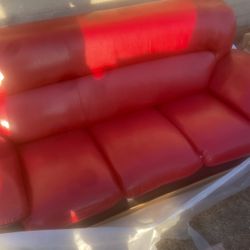 Red Leather Couch 