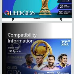 Hisense 55" Class QD6 Series (55QD6QF, 2025 Model) QLED 4K UHD Smart Fire TV, Voice Remote with Alexa, Dolby Vision, Dolby Atmos, Motion Rate 120, HDR