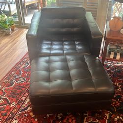 Black leather IKEA Chair And Ottoman