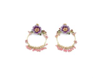 14K Gold Painted Enamel Glazed Earrings