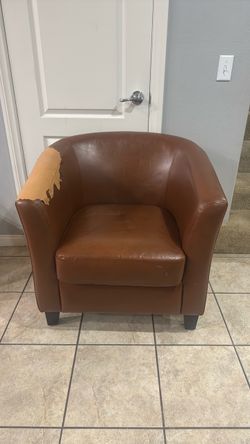 Brown Faux Leather Tub Chair