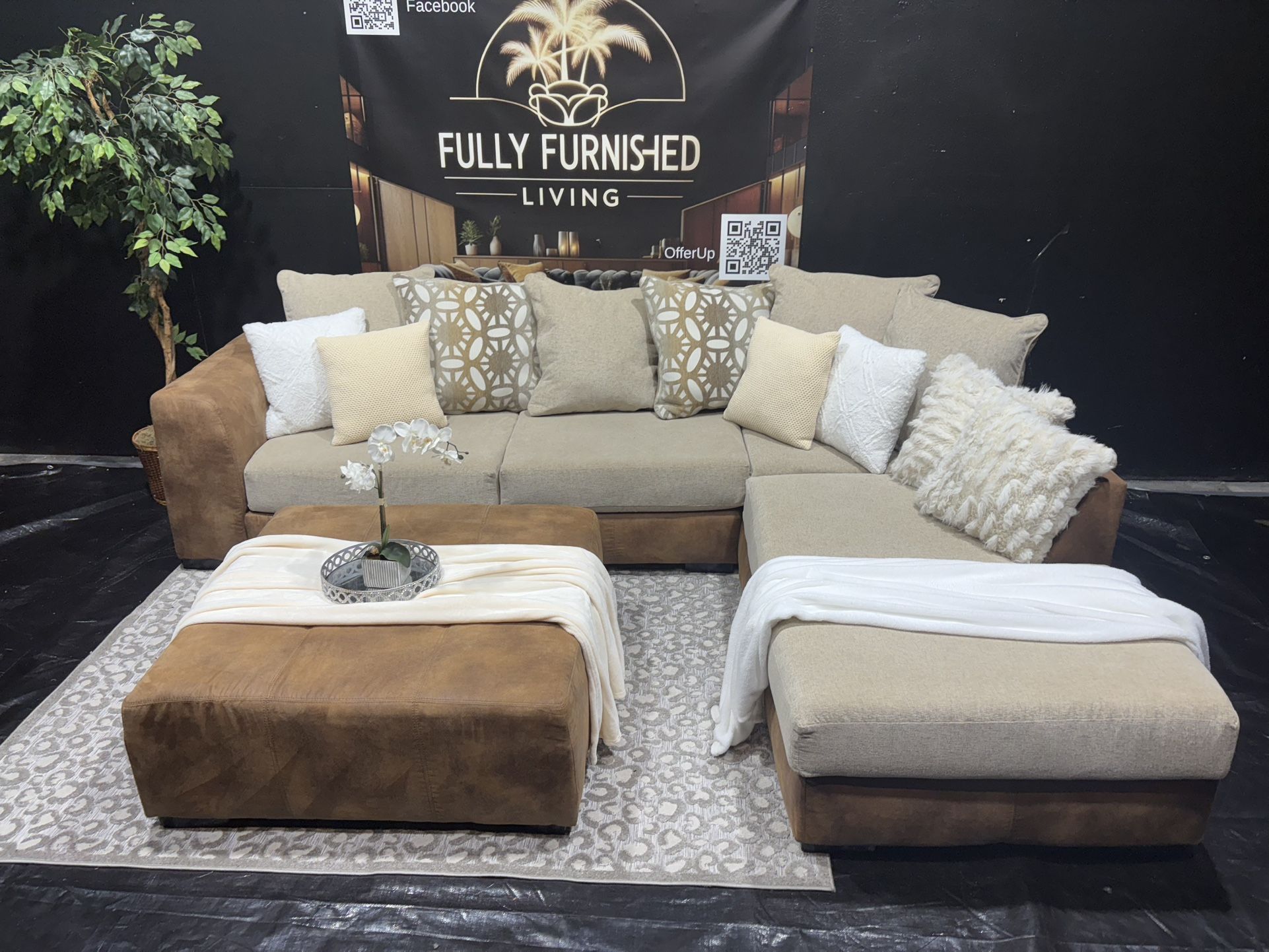 Sectional/Couch/Sofa, Suede & Fabric, 3 Piece Set, Delivery Available