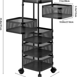 Tiers Kitchen Storage Cart,Rotating Trolley,Square Kitchen Trolley,Bathroom Shelf,Vegetable Storage Organizer,Fruit Basket Floor Stand Shelf & Tower f