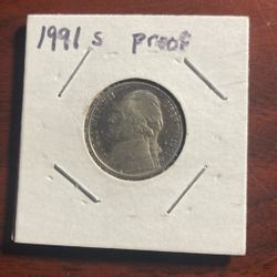 1991 S  Jefferson Proof Nickel
