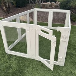 Clear Acrylic Dog Playpen with Door,23.6" Puppy Playpen,Easy Assemble Pet Fence,10-Panel for Puppies/Small Dog Play Pen Indoor (White, 23.6 Inch-H, 10