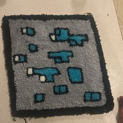 Minecraft diamond block rug
