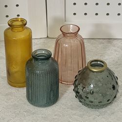 4-Multi Color Glass Vases 