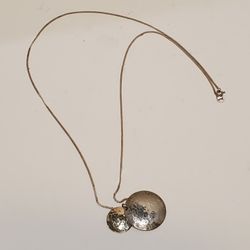 925 Sterling Silver Round Hammered Charms or Pendants  Wheat Link Chain Necklace