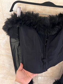 Black Feather Trim Corset Top