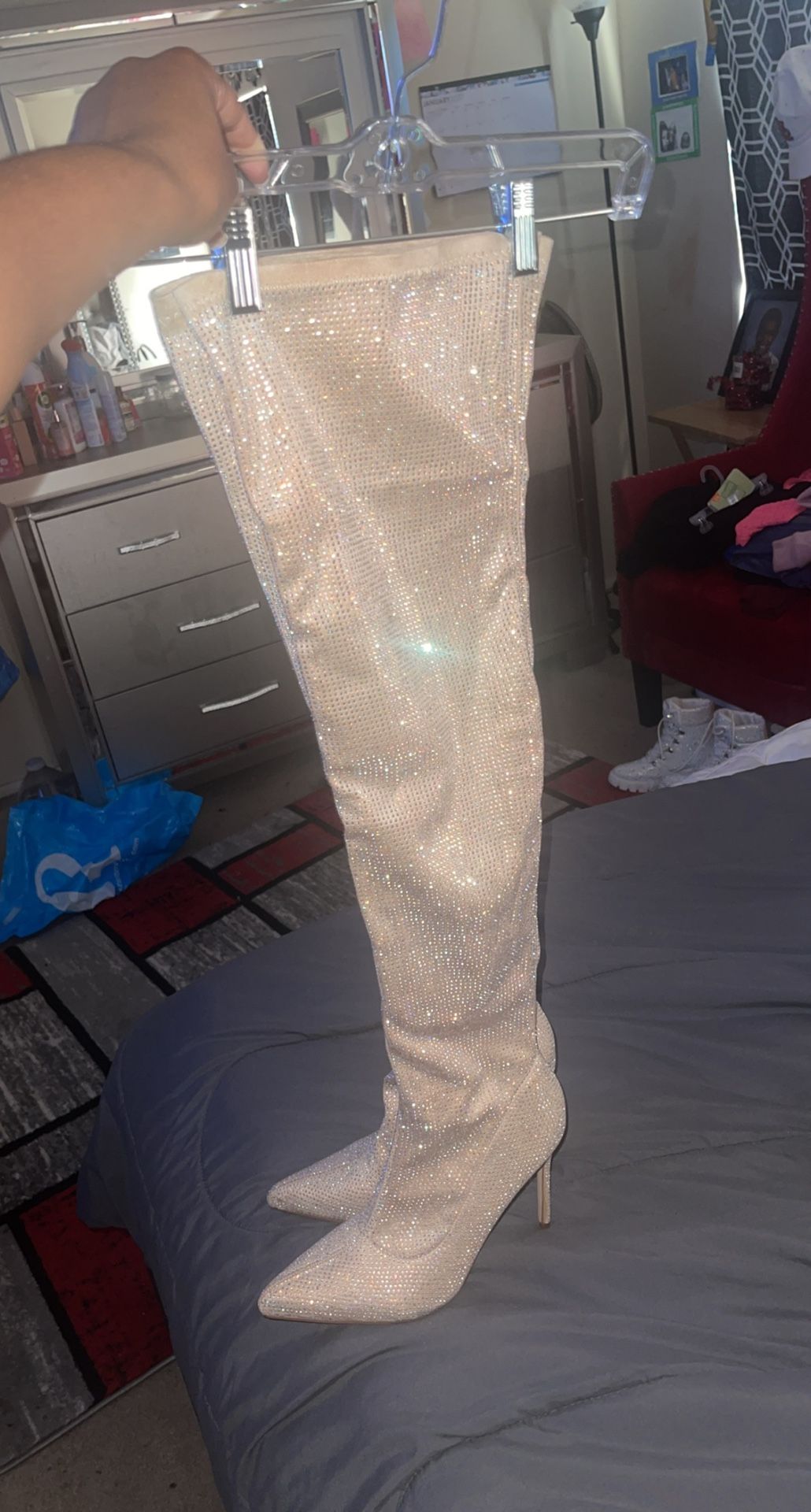 High Knee Bling Boots Size 9/10