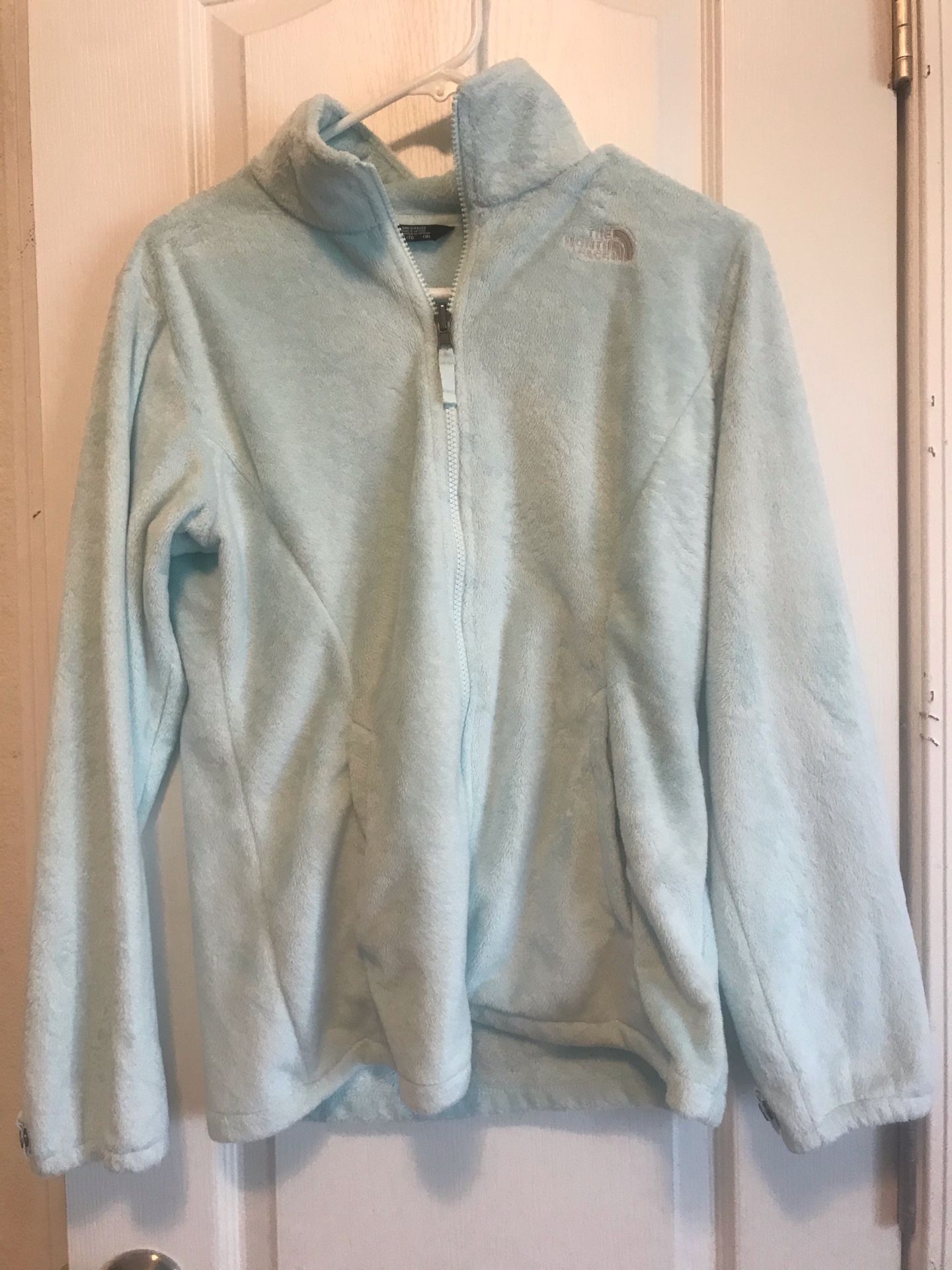 The North Face light sea ocean green full zip warm fleece size 18