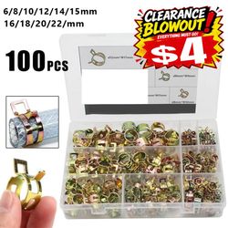100pcs 6 8 10 12 15 16 18 20 22mm Spring Clip Clamp Fastener For Line Hose Pipe