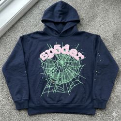 Navy Blue Sp5der OG Web Hoodie