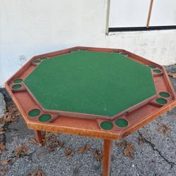 Vintage Real Wood Poker Table 