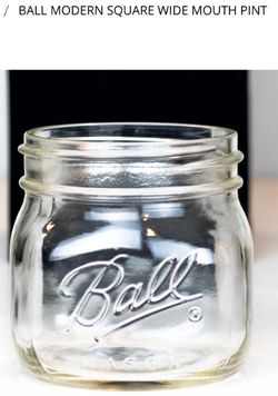 Hard-to-Find Six (6) BALL MODERN SQUARE WIDE MOUTH PINT JARS with LIDS