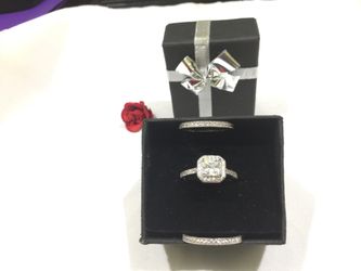 Princess Cut Ring Genuine Silver 925 -Size 9