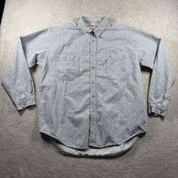 LEVI’S LEVIS US Men's XL Blue Striped Silver Tab Western Button Up Shirt Top #4A