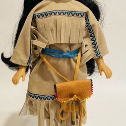 12" Native American Girl Porcelain Doll W Original Outfit 1995 Plus Stand