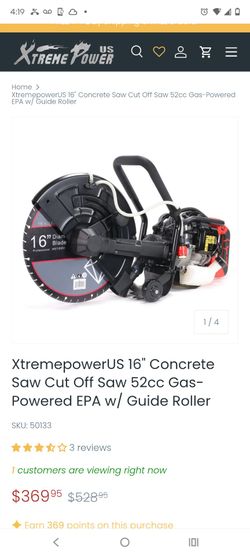 NEW 52cc gas concrete saw with 16" diamond blade NUEVO