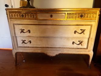 Vintage antique French Provincial style bedroom set single bed side dresser
