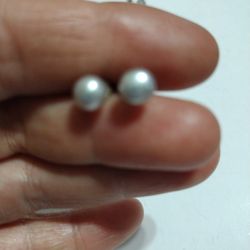 925 STERLING SILVER "" NATURAL PEARL EARRINGS ""