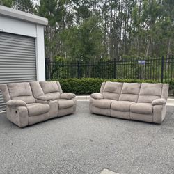 ✨Gray Ashley furniture manual reclining couch & loveseat with storage CAN DELIVER FOR A FEE🚚